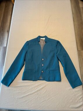 Tailored Teal Collarless Women's Blazer